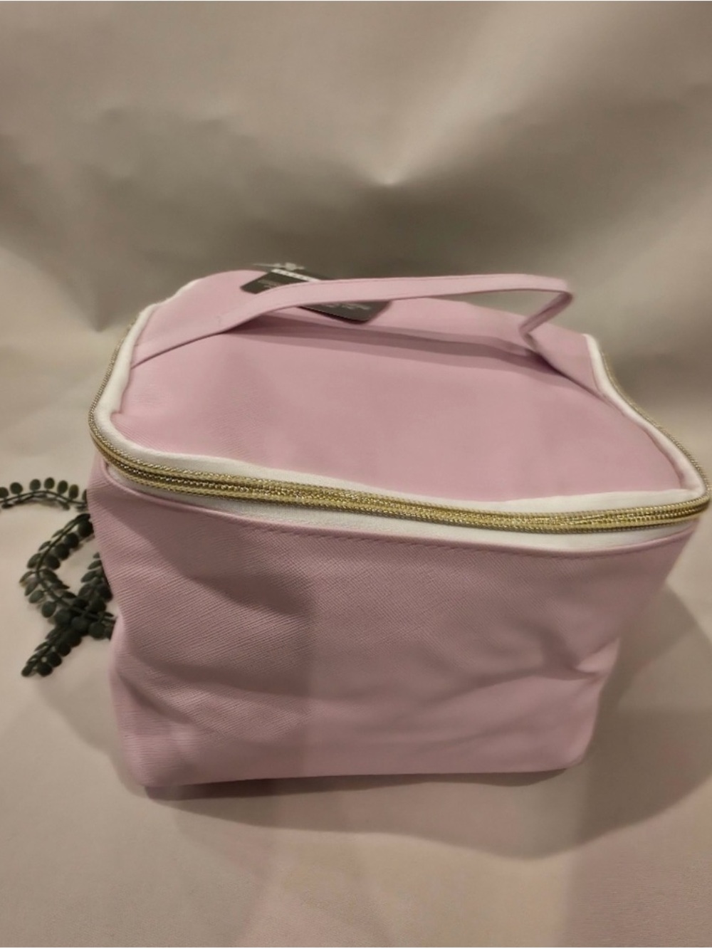 Pink Travel Cosmetic Bag with Gold Zipper